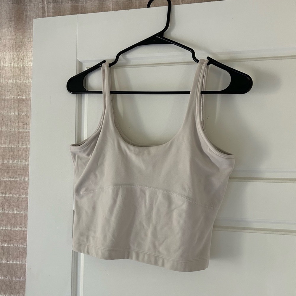 TNA Aritzia Butter Cropped Tank Top with built in Bra - Cream - workout tank